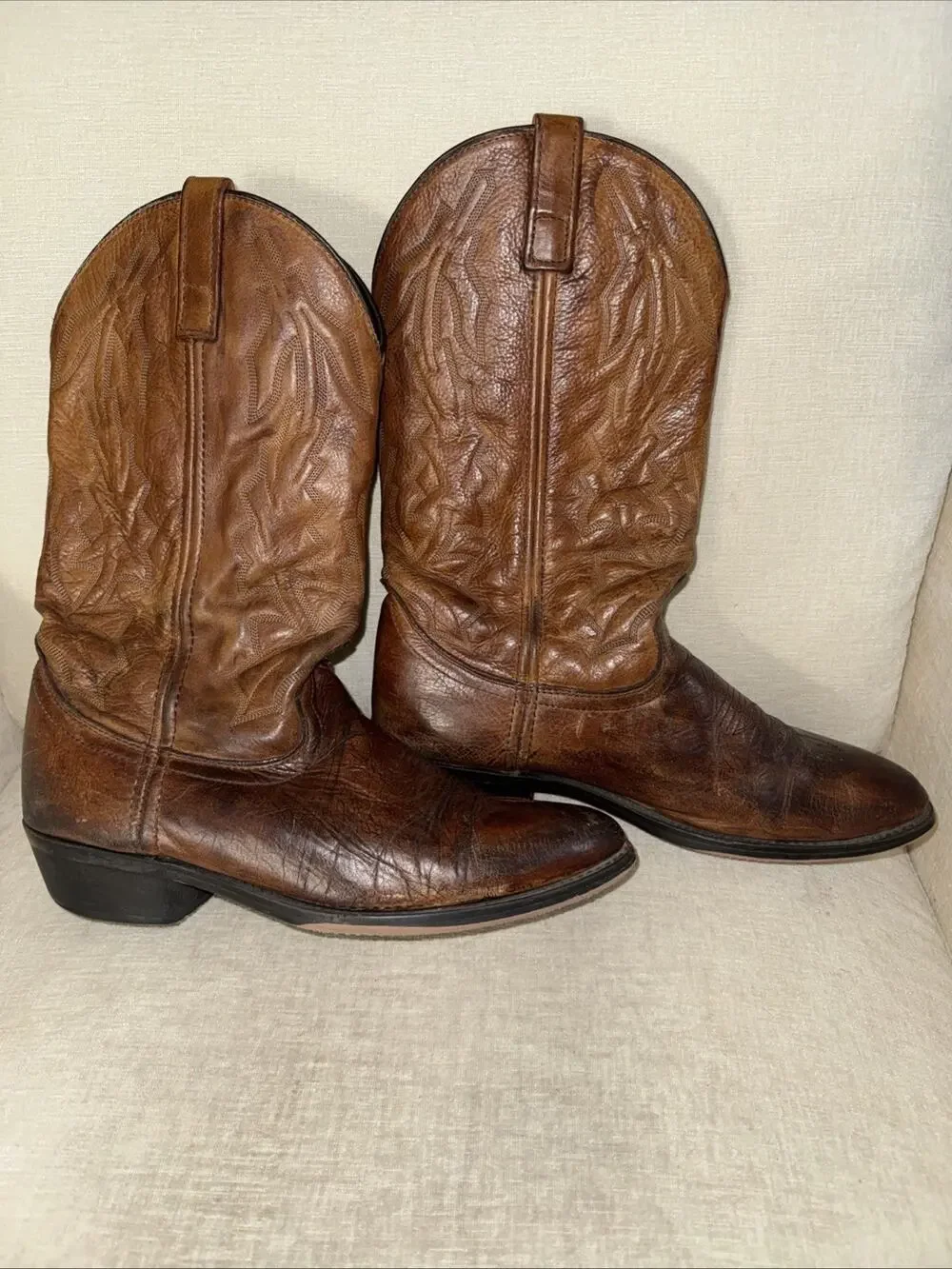 Vtg Laredo Brown Leather Western Cowboy Boots Mens Sz 11D